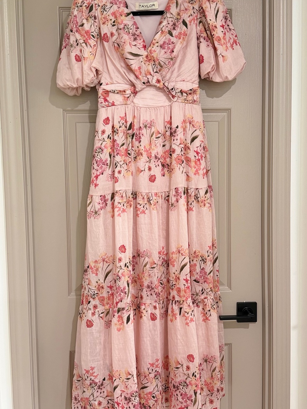 Taylor Blush Pink Floral Tiered Maxi Dress